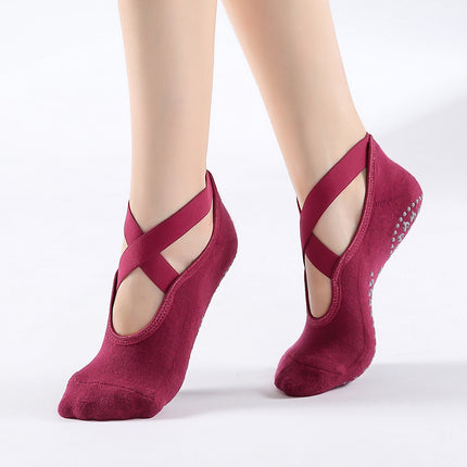 Professional Non-Slip Dotted Yoga Socks Cross Strap Thin Backless Pilates Socks Floor Socks Summer Thin Wholesale