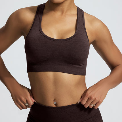 Cationic Seamless Yoga Outfit Set with Hip-Lifting Tight Fitness Pants and Backless Sports Bra Yoga Tank Top for Body Shaping