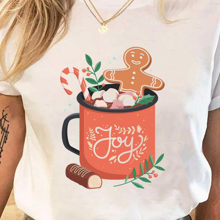 Wholesale ladies blouse supply Christmas happy fashion cartoon bottoming shirt clothes