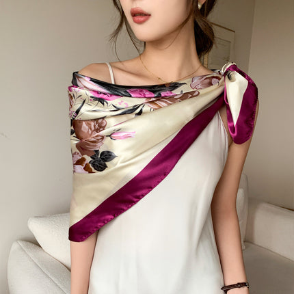 Spring and Autumn New Large Square Scarf Large Silk Scarf Decorative South Korea All-match Women's Scarf Headscarf Scarf Chic Style Hair Belt Art