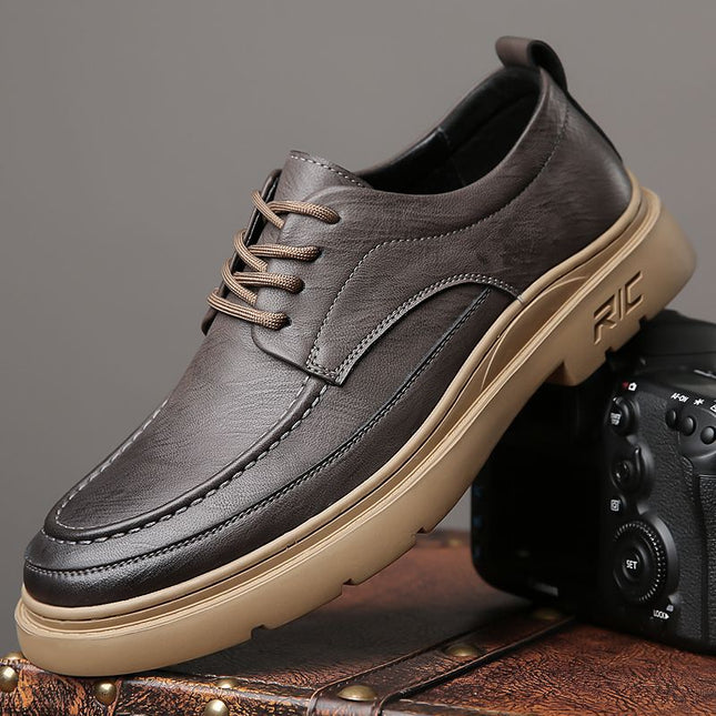 [Counter] Men's Business Casual Shoes, Soft Soles, Versatile Cowhide Shoes, Non-Slip Fashionable Lace-Up Shoes