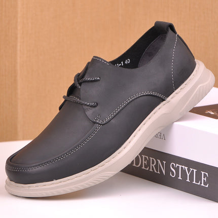 Rubber Foam Light Sole Frosted Cowhide Comfortable Men's Leather Shoes Lace-Up Breathable Hot-Selling Wholesale Casual Shoes