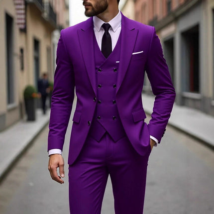 Foreign Trade Cross-Border Youth Slim-Fit Suit Set Men's Suit Three-Piece Set Wedding Dress Groomsmen