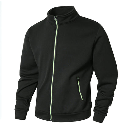 Plus-Size Men's Autumn and Winter Stand-Collar Cardigan Sweatshirt, Cationic Fleece-Lined Knit Jacket, Extra-Large Men's Clothing, In-Stock Fast Delivery