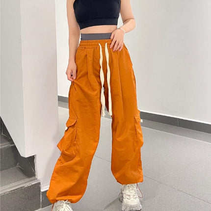 American-Style Ins Fleece-Lined Wide-Leg Retro Cargo Pants Loose Unisex Pocket Casual Street Dance Floor-Length Trousers Trendy