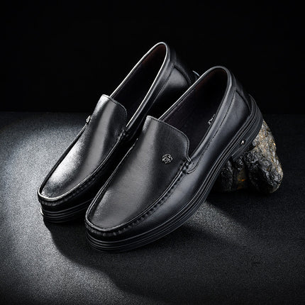 Yubu Men's Casual Leather Shoes Genuine Leather Elegant Men's Shoes Napa Cowhide Slip-on Foot Breathable Stinker-Deodorant Lazy Shoes