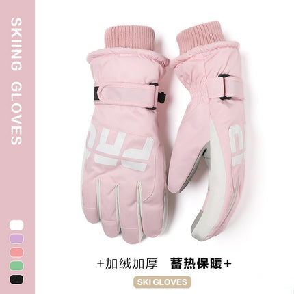 Ski Gloves for Men and Women in Winter, Outdoor Cycling, Windproof, Cold-Proof, Anti-Slip, Touch Screen Gloves, Fleece-Lined, Thickened, Warm Gloves