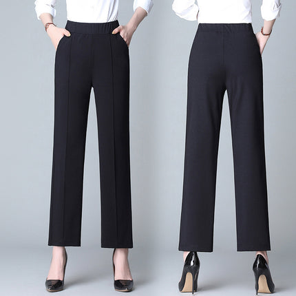 High-end Wide-leg Pants Spring and Autumn New Arrival Middle-aged Mother High Waist Loose plus size Dosing Straight Pants Casual Women's Pants