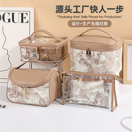 Large-Capacity Transparent Cosmetic Bag Three-Piece Set, Portable Toiletry Storage, Transparent Cosmetic Bag Three-Piece Set for Home Storage