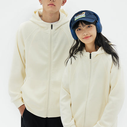 350g Heavyweight Trendy Fashion Patchwork Hooded Raglan Zipper Sweatshirt Jacket Spring and Autumn Long-Sleeve Couple Style