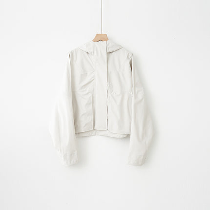 Lulu's Same Style Women's Jacket, Outdoor Jacket, Laminated Loose Hooded Raincoat, Windproof and Waterproof Jacket