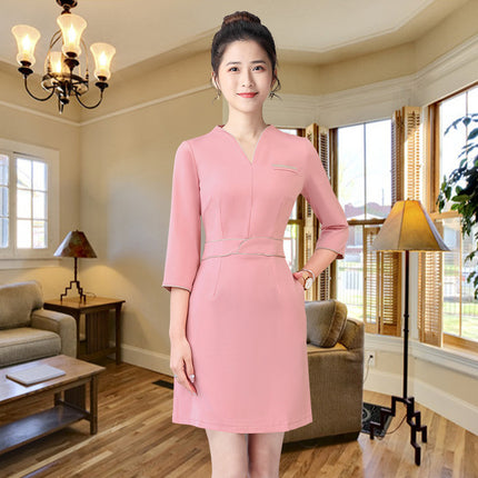 Spring and Summer Beauty Salon Technician Black and White High-Elastic Work Clothes Women's Fashionable Elegant Foot Massage Shop Mid-Sleeve Pants Suit
