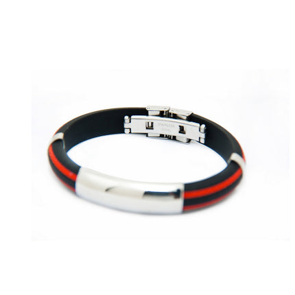 Cross-border stainless steel silicone bracelet sports arc bracelet black red European and American couples bracelet manufacturers wholesale