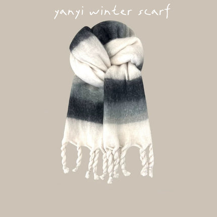 Imitation Cashmere Autumn and Winter Scarf Collection Plaid Scarf Women's Winter Thickeneded Warm Shawl Pure Color Student Scarf Cross-Border