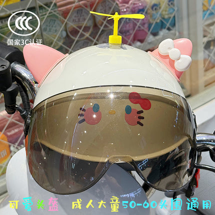 3C Certified Electric Battery Bike Helmet Summer Sun Protection Cute Kt Cat Half Helmet Couple Moped Safety Helmet