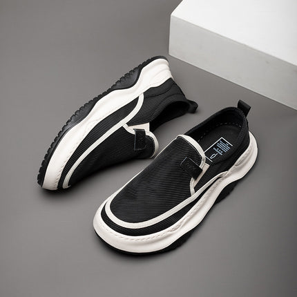 Lazy Shoes for Men, Thick-Soled Spring and Summer New Men's Shoes, Japanese Retro Casual Shoes, Light Soft-Soled Loafers, Breathable Cloth Shoes for Men