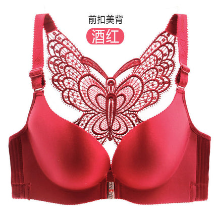 Wholesale Front Button Non-Wired Large Size Bra for Fat Girls Push-Up Adjustable Beautiful Back Seamless Thin Sexy Intimates