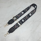 Black leather gold buckle / 3.8cm webbing shoulder strap