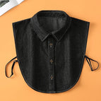 Black denim peak collar