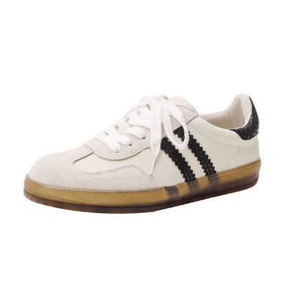 Women's Single Shoes 2026 New Retro Thick-Soled Height-Increasing German Training Shoes Versatile Lightweight Casual White Sneakers A-Gan Shoes