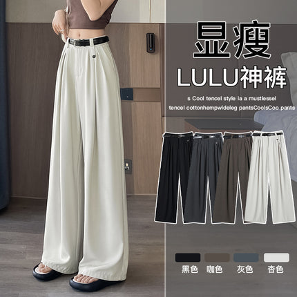 Pleated Wide-leg Pants Loose-fit Pants Casual Long Pants Multi-color Multi-size Small Tall Spring and Autumn Women