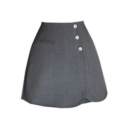 Casual Wide-Leg Pants New High-Waisted Pants Skirt Suit Ready-Made Buttoned A-Line Shorts Women's Culottes Spring and Summer 2025 Outer Wear
