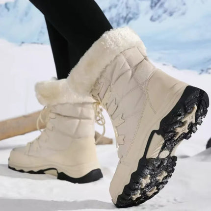 Warm Boots, Snow Boots, Plus Size, Thickened Outdoor Cold-Proof Snow Boots, Winter Women's Fleece-Lined Boots