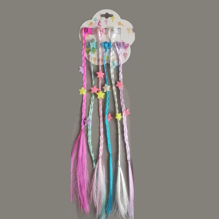 New Children's Colorful Clamp Small Braid Six-color Mixed Butterfly Love Five-pointed Star Wig Braid Performance Dirty Braids