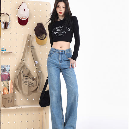 Straight Leg Cool Cover High Waist Loose Straight Spring 2025 New Style Small Narrow Wide Leg Slim Mop Pants