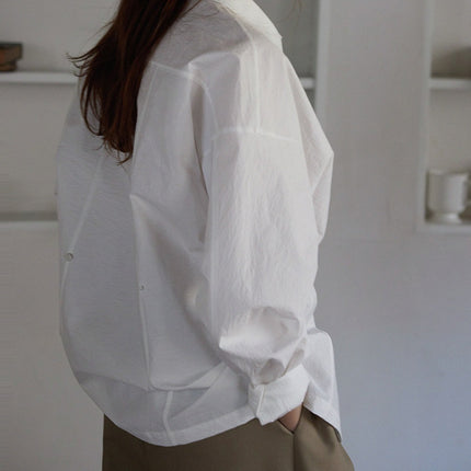 Deconstructionism Back Buckle Tight Waist Slim Shirt Women's Shrink Shrink Shirt
