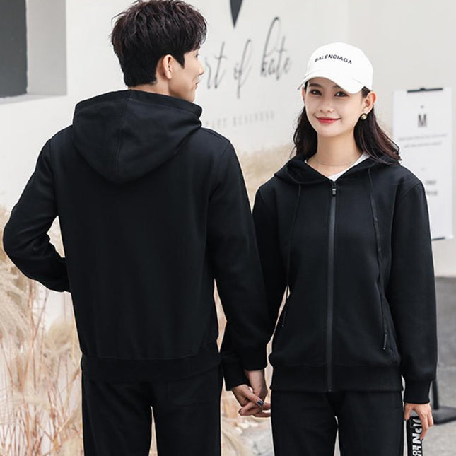 Autumn and Winter Fleece-Lined Zip-Up Hoodie Sweatshirt Unisex Workwear Long-Sleeve Jacket Casual Versatile with Logo Design