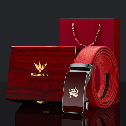 King's Paul 2025 New Arrival Belt Men's Red Year of the Snake Men's Belt Automatic Buckle Belt Gift