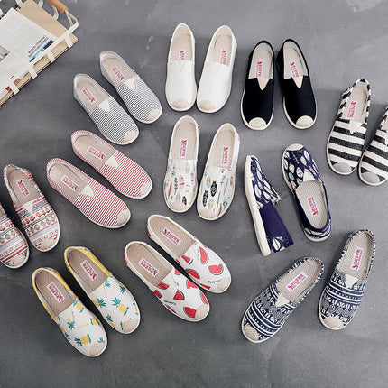 Spring and Summer New Women's Shoes Old Beijing Cloth Shoes Single-layer Shoes Middle-aged and Elderly Casual Internet Celebrated Canvas Shoes Non-slip Soft-soled Fisherman Shoes