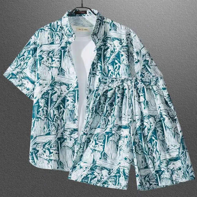 Short Sleeve Flower Shirt Hainan Island Beach Suit Sanya Hawaiian Style Thailand Travel Male Couple Summer Thin suit