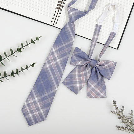 Japanese and Korean striped jk/dk college style men's and women's red cyanotic gray blue shirt accessories tie-free collar suit