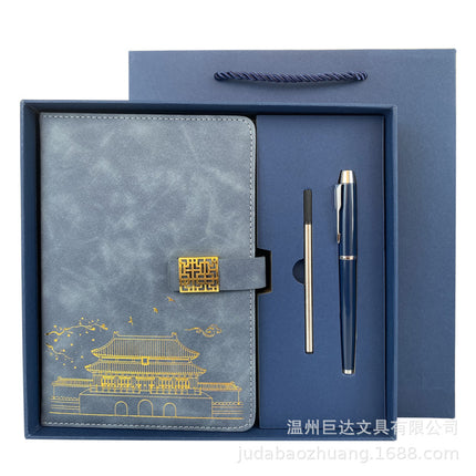 Notebook Set Customized A5 Retro Window Grille Buckle Same Color Notebook Gift Box Business Office Notebook Can Be Customized with Logo