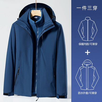 Huagang Camel Outdoor Jacket Jacket for Men and Women Autumn and Winter Three-in-One Removable Waterproof Windproof Tide Brand Mountaineering Suit