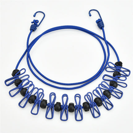 Creative Outdoor Elastic Windproof Clothesline with Positioning Buckle Korean Style Clothesline with Windproof Clip 12 Clips