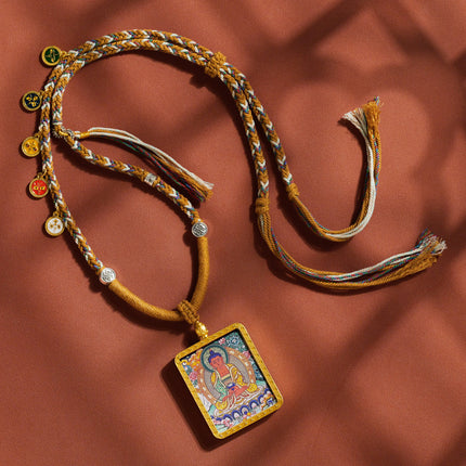 Thangka Xizang Hand Rope Hand-woven Ethnic Style Bracelet Five-way God of Wealth Green Mother Wen Zhu Thangka Bracelet