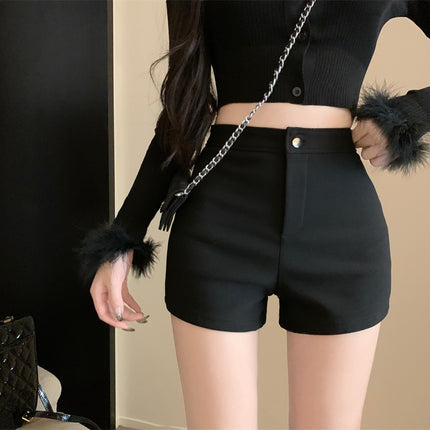Hip-Covering Hot Girl Casual Shorts Women's Summer Black 2024 Tight New Fashion Season A-Line Hot Pants Hot Style High Waist