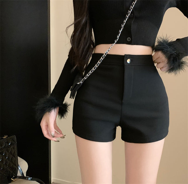 Hip-Covering Hot Girl Casual Shorts Women's Summer Black 2024 Tight New Fashion Season A-Line Hot Pants Hot Style High Waist