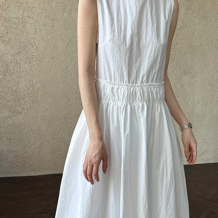 Luxi French Design Pleated Stitching Waist Skirt Women's Spring and Summer New Puffy Bud Vest dress 3566