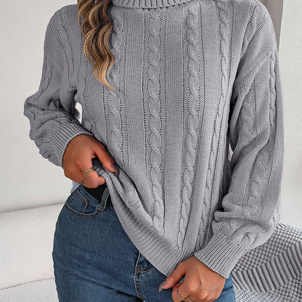 Big Sale 2024 Autumn and Winter Casual Pure Color Twist Long-Sleeved Turtleneck Sweater Independent Cross-Border European and American Clothing