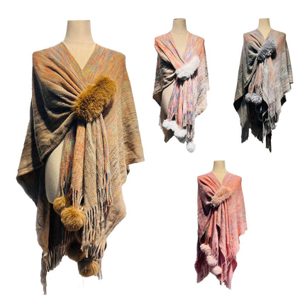 Amazon AliExpress New Imitation Mink Slash Fur Ball Warm Waist Belt Tassel Four-color Shawl Poncho