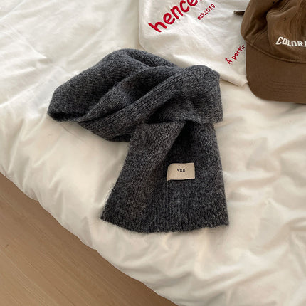 Korean-Korean Egg Standard Solid Color Explosions with Wool Scarf Winter Soft Waxy Knitted Warm Cold-proof Thickened Scarf