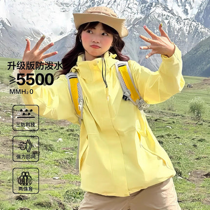 Big Brand Same Style Yueying Yellow Jacket for Women 2025 New Three-In-One Mountaineering Jacket Outdoor Windproof Hiking Jacket for Men