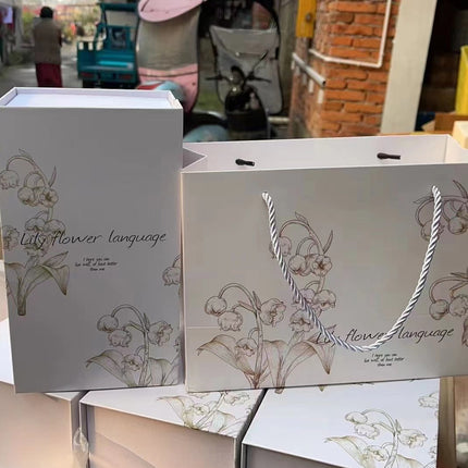 High Yan Value Lily Flower Coffee Thermos Cup Engraving to Send Teachers Accompanial Cup Business Gift with Gift Box Water Cup