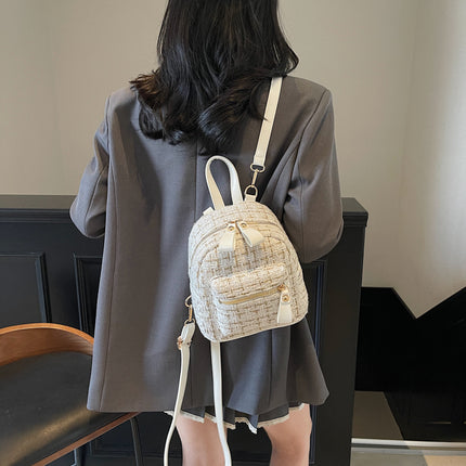 Mini Backpack Women's New Korean Style Fashionable Casual Multi-Purpose Ins Super Popular Woolen Small Backpack Travel Women's Bag Trendy