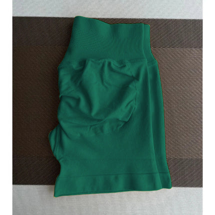 Dfy High-Elastic Matte Nylon Three-Section Waist Pleated Butt-Lifting Seamless Low-Waist Three-Point Fitness Yoga Shorts