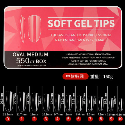 Cross-border nail transparent glossy nail patch fake finger ultra-thin seamless nail patch 550 pieces/boxed porcelain white box nail patch